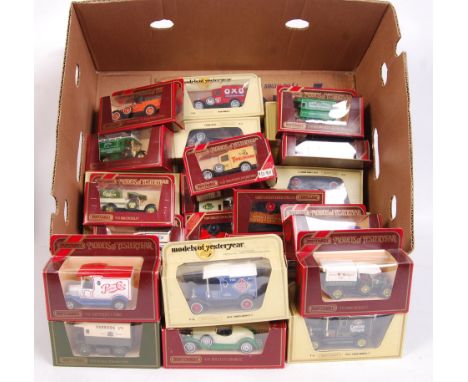 A large collection of 25x Matchbox Models Of Yesteryear boxed diecast model cars with various industrial, commercial and adve