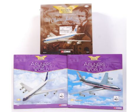 A collection of 3x Corgi Aviation Archive 1:144 scale diecast model aeroplanes. All from the ' Classic Jetliners ' and ' Airl