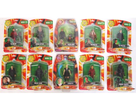 A collection of 10x Character made BBC Doctor Who Series 3 carded action figures to include; Martha Jones with open Toclafane