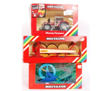 Three original vintae Britains Farm Series diecast model vehicles to include model; 9520 Masey Ferguson Tractor, 9534 &amp; 9