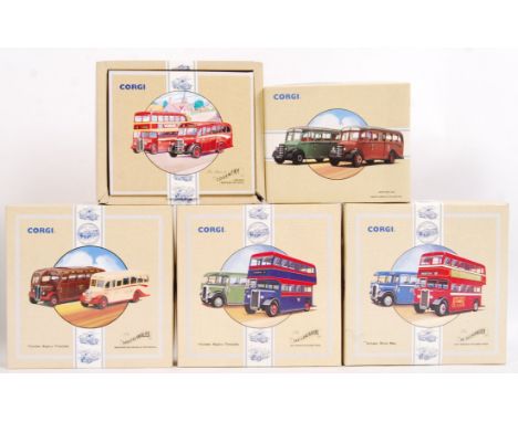 A collection of 5x Corgi Classics made diecast model buses - all double sets. All appear mint, within the original boxes and 