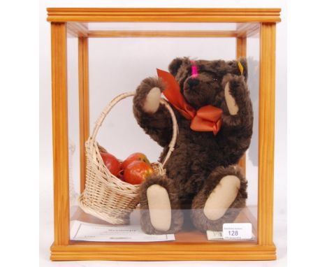 A Danbury Mint Steiff teddy bear ' Scrumpy ' - hand-made bear from the ' Steiff Four Seasons Bear Series '. Brown mohair with