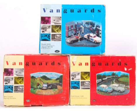 A collection of 3x Vanguards made 1:43 scale diorama model sets. To include; PD1002, RD1002 and RD2001. All within the origin