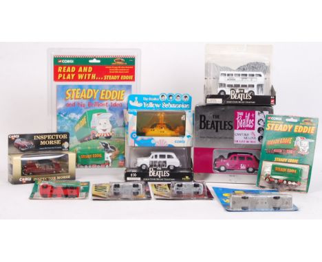 A good collection of assorted TV / Film / Music related diecast model cars and vehicles. To include; The Beatles Single Sleev