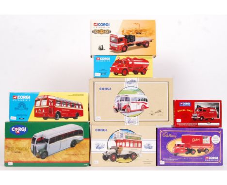 A collection of 8x assorted Corgi diecast model presentation sets. All contents appear mint and unused. Largely haulage / bus