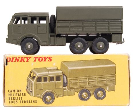 A rare vintage French Dinky Toys diecast model No. 80D ' Camion Militaire Berliet Tous Terrains ' military truck. Appears in 