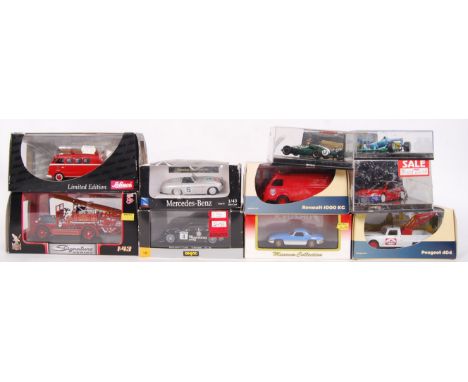 A collection of 10x 1:43 scale various branded precision model diecast cars to include; Onyx 208 Bennetton Ford, Renault 1000