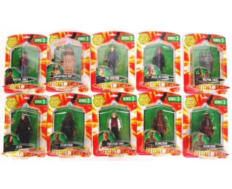 A collection of 10x Character Options made BBC Doctor Who Series 3 carded action figures to include; The Doctor, Dalek Sec Hy