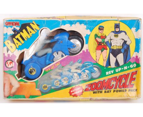 A rare original vintage Made In Hong Kong Batman ' Rev Up-N-Go Zoomcycle ' motorcycle playset. Appears complete, within the o