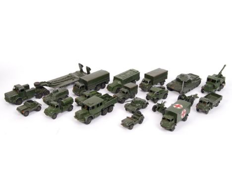 A large collection of original vintage Dinky diecast model military vehicles. All unboxed, to include model numbers; 626, 589