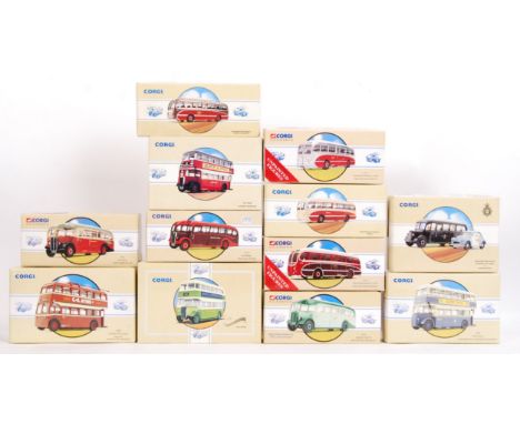 A good collection of 10x Corgi Classics made diecast model buses. Each model appears mint and unused, within the original box