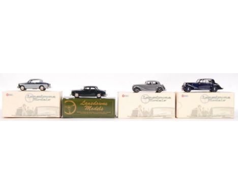 A collection of 4x Lansdowne Models precision diecast 1:43 scale model cars. Each within the original box, with all inner pac