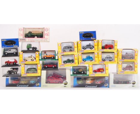 A collection of 25x assorted 1:76 scale 00 gauge trackside diecast model cars, haulage and other vehicles. All appear mint, l