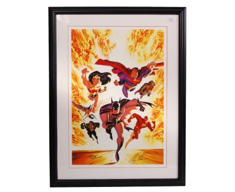 An impressive rare limited edition comic book ' Clampett Studio ' ' New Justice League Of America ' fine art giclee print. Th