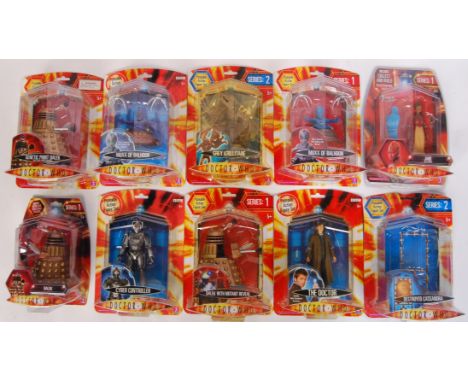 A collection of 10x Character Options made BBC Doctor Who carded action figures to include; Dalek, Dalek with Mutant Reveal, 