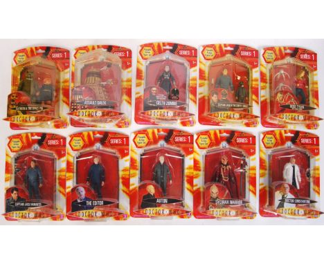 A collection of 10x Character made BBC Doctor Who Series 1 carded action figures to include; Auton, Gelth Zombie, Sycorax War