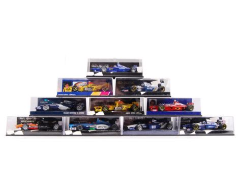 A collection of 10x Minichamps / Paul's Model Art made 1:43 scale precision diecast model Formula One racing cars. All appear