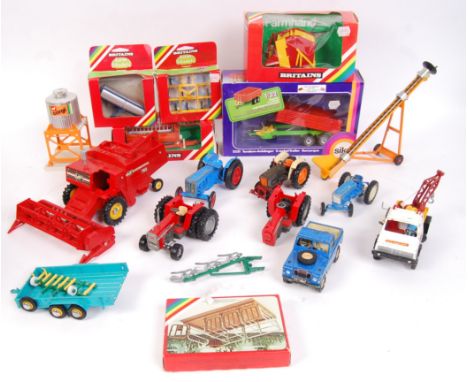 A collection of both boxed &amp; loose agricultural diecast model farming vehicles by various brands to include; Corgi, Brita