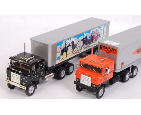 Two American made First Gear 1:34 scale precision diecast model lorries / Kenworth trucks. Both haulage related - Ringsby &am