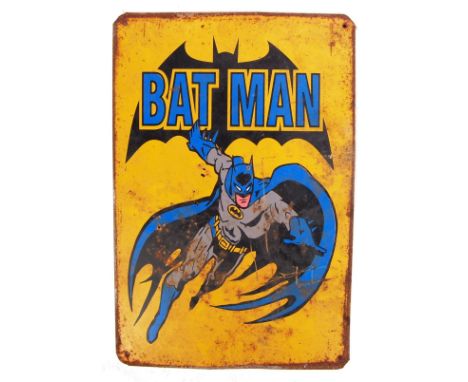 A rare and original vintage 1970's Newsagents advertising tin / metal sign for ' Batman ' (likely advertising the DC Comics t