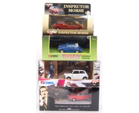 Four original Corgi TV &amp; film related diecast model vehicles to include; Inspector Morse 96682 Jaguar MK.II, Lovejoy 9675