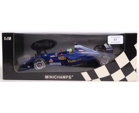 A Minichamps made precision diecast 1:18 scale model Formula One / F1 racing car ' Prost Peugeot AP03, N. Heidfeld .' Ex-shop