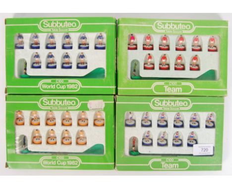 A collection of 4x vintage 1980's boxed Subbuteo tabletop football teams. All 100% complete, within the original boxes. Compr