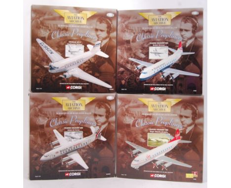 A collection of 4x Corgi Aviation Archive 1:144 scale diecast model aeroplanes. All from the ' Classic Propliners  ' series. 