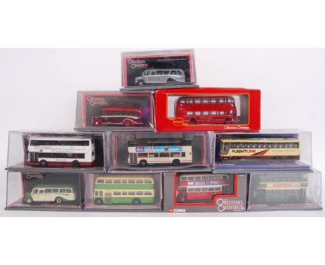 A collection of 10x 1:76 scale Corgi Original Omnibus Company diecast model buses to include models: 43303, 43611, 42605, 439