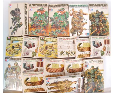 A collection of 18x assorted 1:35 scale Tamiya (mostly) plastic model soldier kits. All appear unused, with contents uncut. T