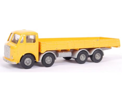 A rare original vintage Triang made Spot On 1:42 scale diecast model AEC Major 8 flatbed truck / wagon. Yellow cab and bed, w