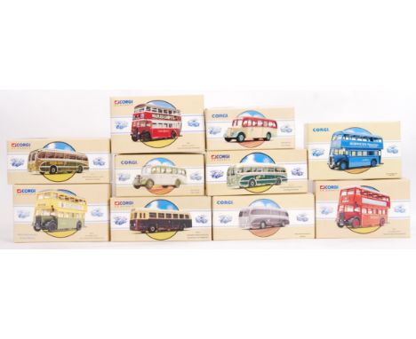 A collection of 10x Corgi Classics made diecast model buses. Comprising of sets; 97178, 97311, 97810, 97209, 97170, 97109, 97