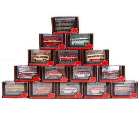 A large collection of 15x assorted EFE Exclusive First Edition 1:76 scale diecast model trams and buses. All appear mint, wit