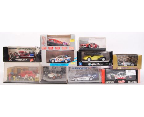 A collection of 10x 1:43 scale various branded precision model diecast cars to include; Bang 1000 Miglia, Vitesse L128, Newra