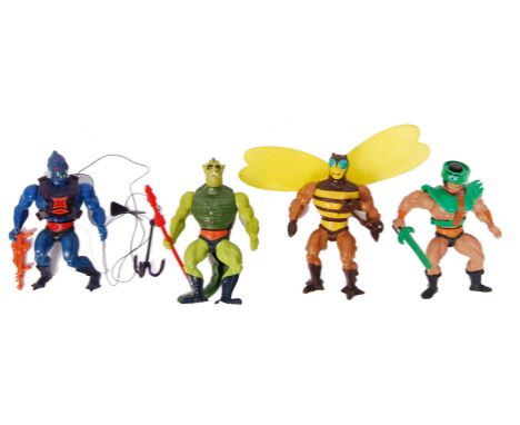 A collection of 4x vintage 1980's Mattel made Masters Of The Universe MOTU action figures. All generally appear mint to mint+
