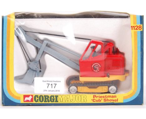 An original ex-shop-stock vintage Corgi Major diecast model No. 1128 ' Priestman Cub Shovel .' Model appears in remarkable 's