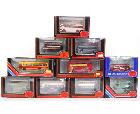 A collection of 10x assorted EFE Exclusive First Editions diecast model 1:76 scale buses. All appear mint, within the origina