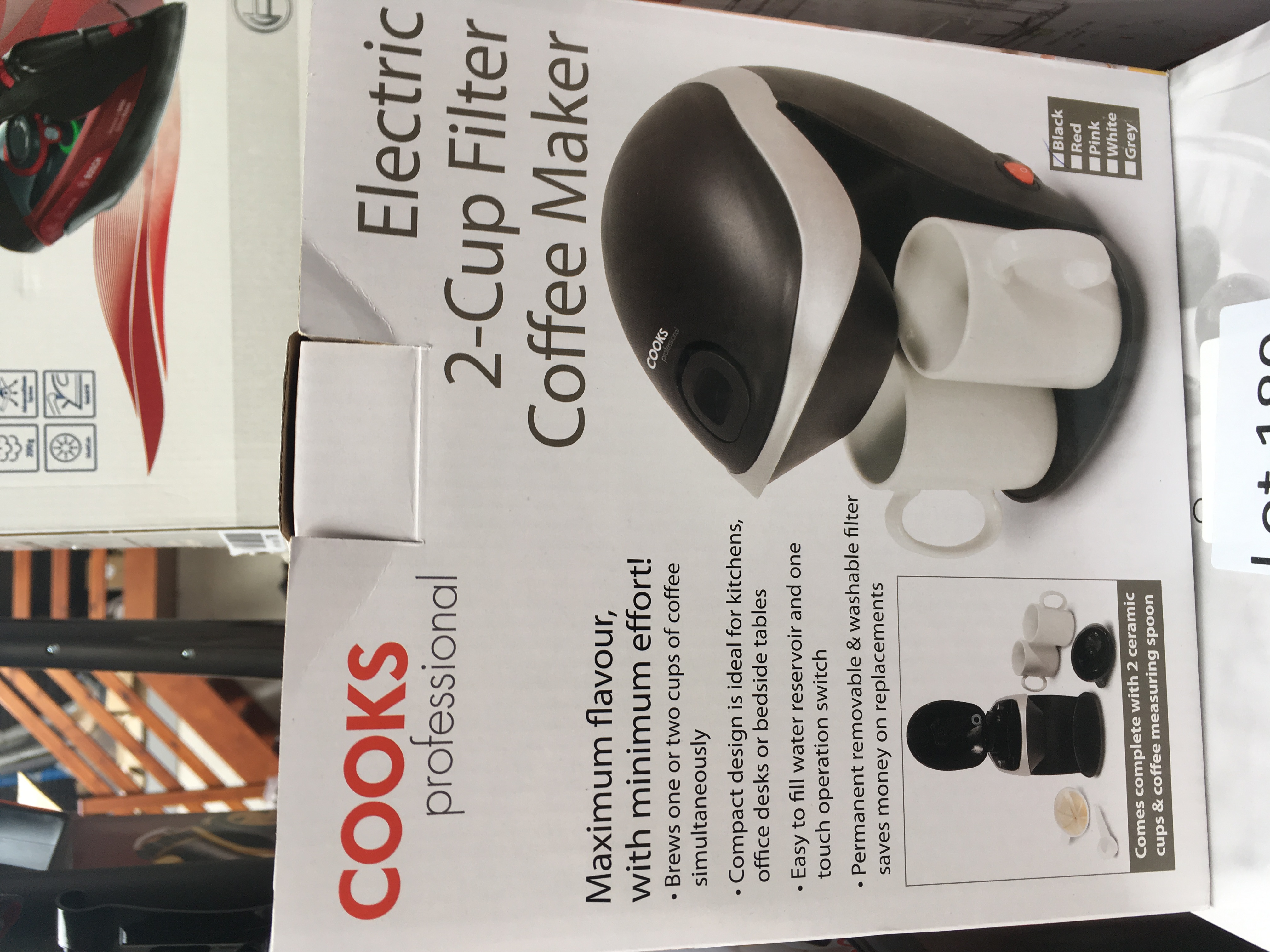 Cooks Professional electric 2 cup coffee maker.Black. Bad packaging.
