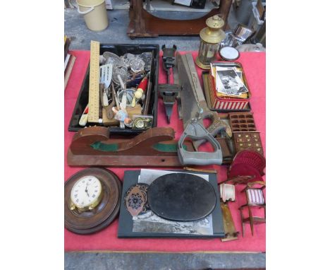 SUNDRY LOT INCLUDING CORKSCREWS, VINTAGE TOOLS, PHOTOGRAPHS, ETC. 
