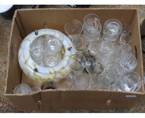 PARCEL OF GLASSWARE INCLUDING LIGHT FITTING, ETC. 