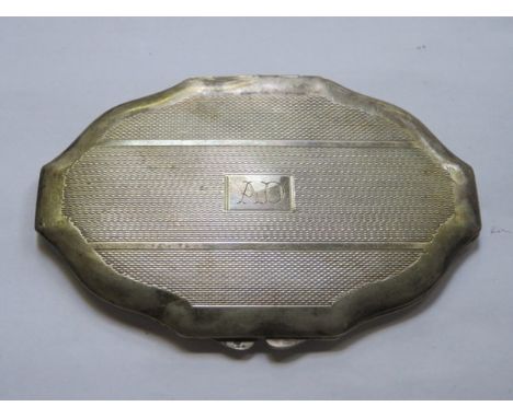 HALLMARKED SILVER MACHINE TURNED STORAGE BOX/COMPACT WITH MIRROR TO INTERIOR, BIRMINGHAM ASSAY, DATED 1945, BY R. DAVIS & CO