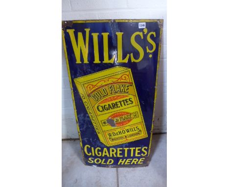 Wills Gold Flake Cigarette enamel sign, with some rusting and repair - 91cm x 46cm 