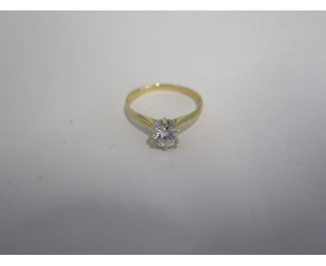 An 18ct moissanite ring - approx 2 grams, size L generally good, minor usage 
