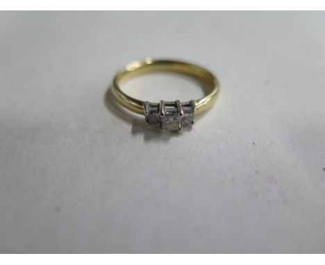 An 18ct yellow gold diamond ring, size P - 0.35ct, approx 3.5 grams, diamonds bright, minor usage marks 