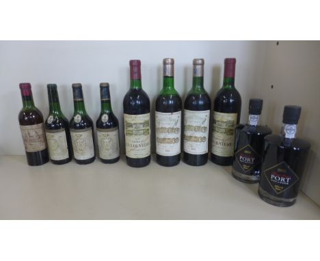 Eight bottles of red wine - three 1964 Ch Graud-Larose, Cordier. levels high shoulder, mid shoulder and low neck, labels comp