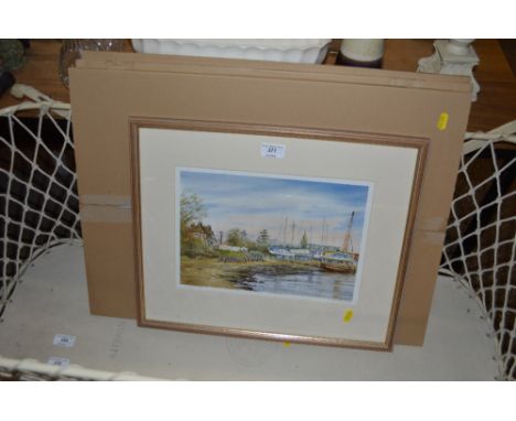 Judy Mattin, pencil signed limited edition print depicting the Maybush and Boatyard, Waldringfield; and three  Snapmaster fra