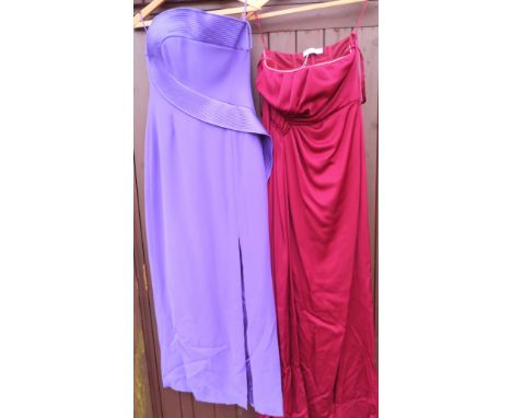 A Christian Dior pink evening gown, together with a Georgio Armani lilac evening gown    CONDITION REPORTS  The Giorgio Arman
