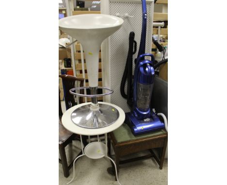 A collection of various household items to include bar stool, embossed brass umbrella stand, Nordsteam 990 clothes steamer, I