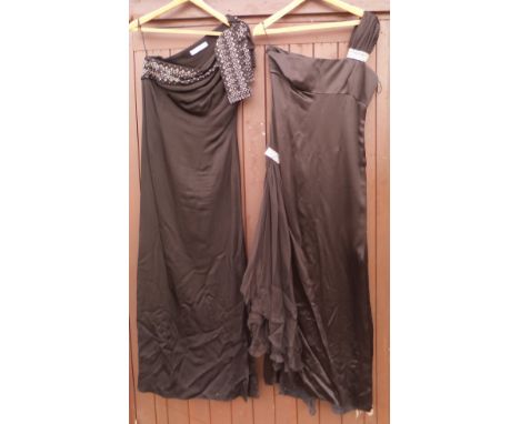 A Christian Dior evening dress with beaded decoration, together with a Valentino black evening dress with sequin decoration  