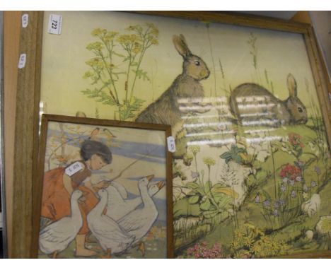 AFTER MURIEL DAWSON "The Goose Girl" colour print together with various other colour prints